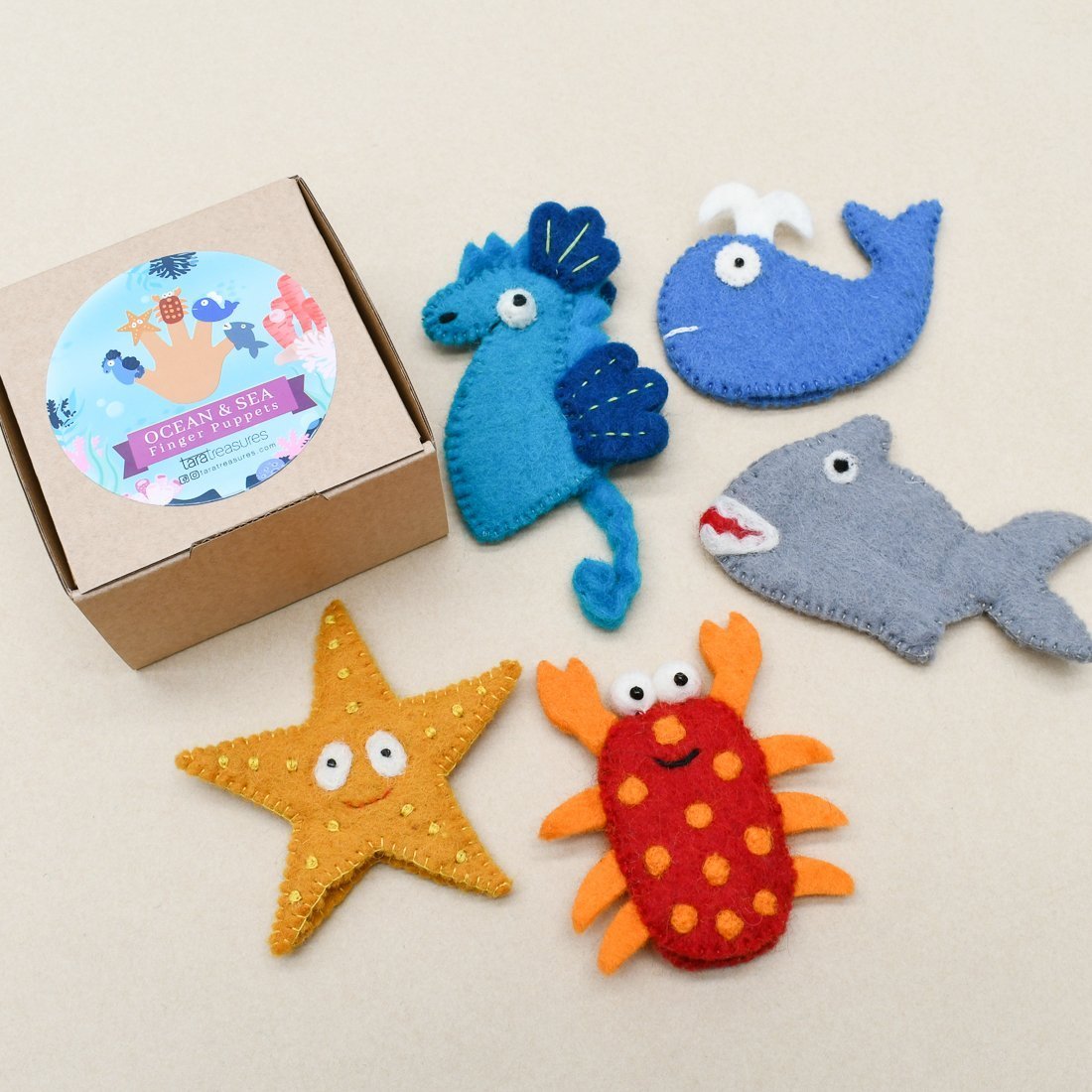 OCEAN & SEA CREATURES (A) FINGER PUPPET SET by TARA TREASURES - The Playful Collective