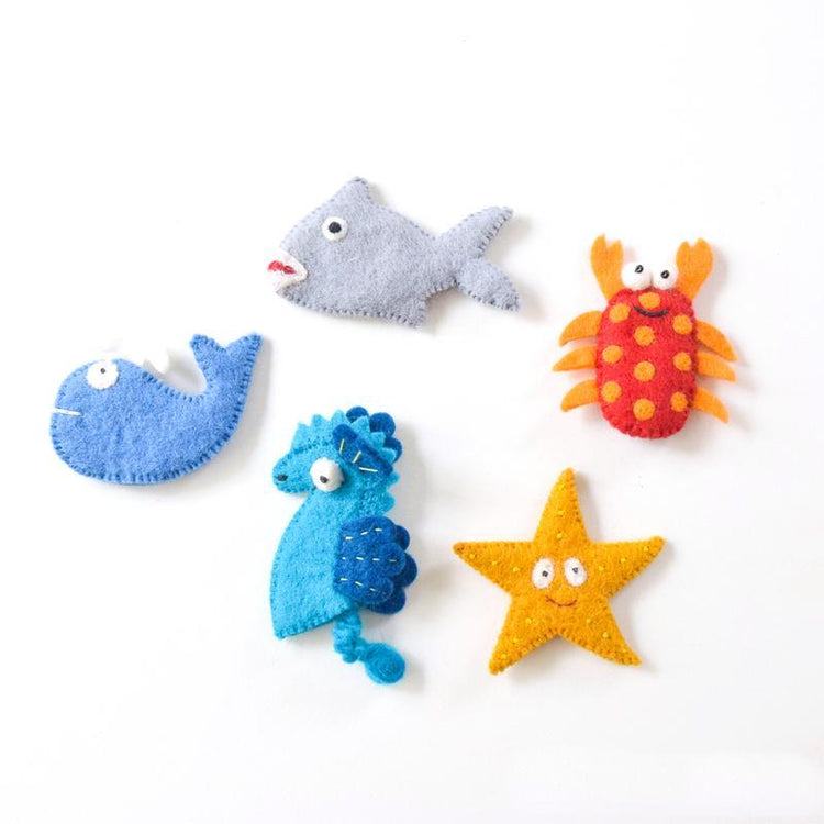 OCEAN & SEA CREATURES (A) FINGER PUPPET SET by TARA TREASURES - The Playful Collective
