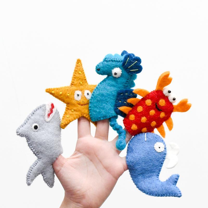 OCEAN & SEA CREATURES (A) FINGER PUPPET SET by TARA TREASURES - The Playful Collective