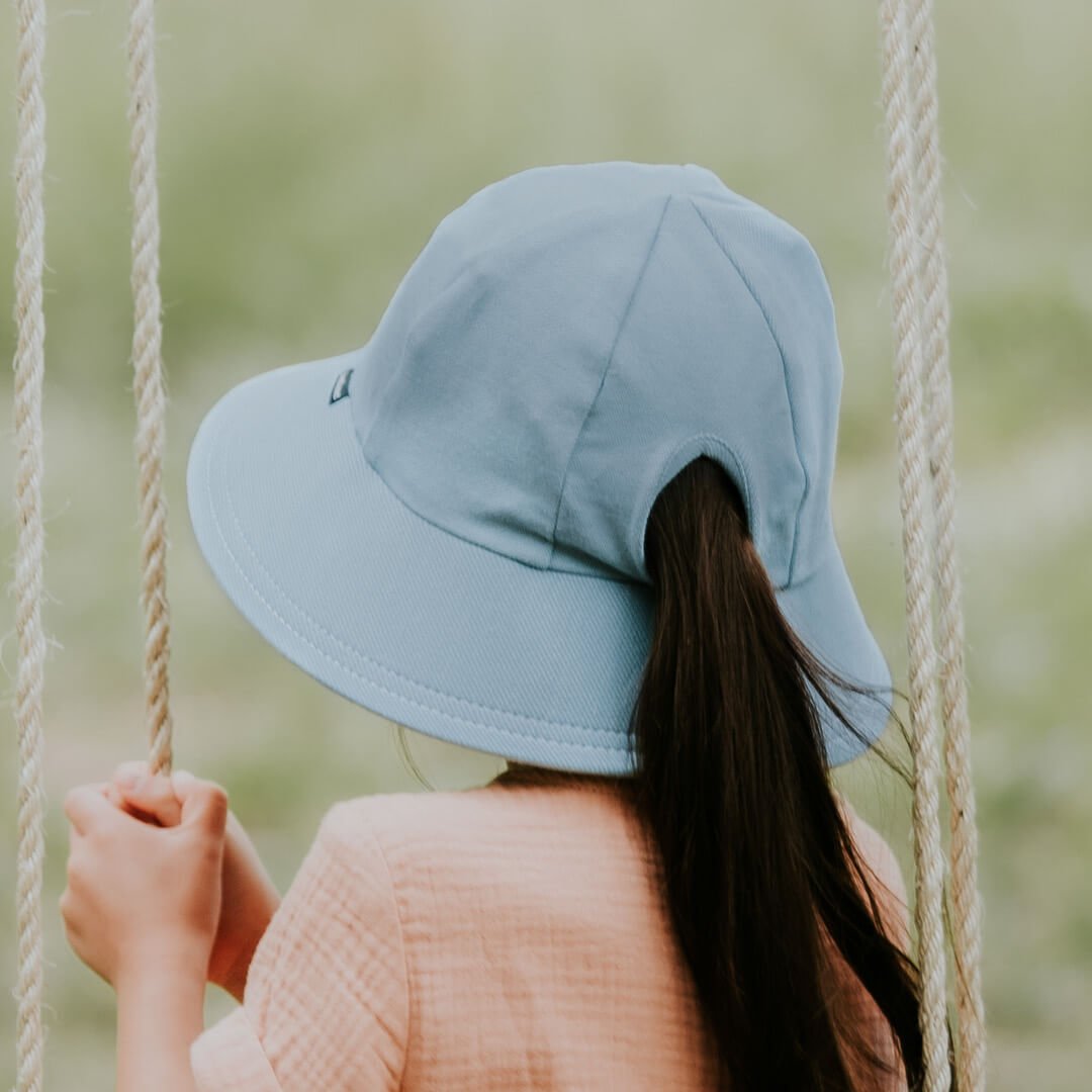 PONYTAIL BUCKET SUN HAT - CHAMBRAY 2-3 years / 52cm / L by BEDHEAD HATS - The Playful Collective