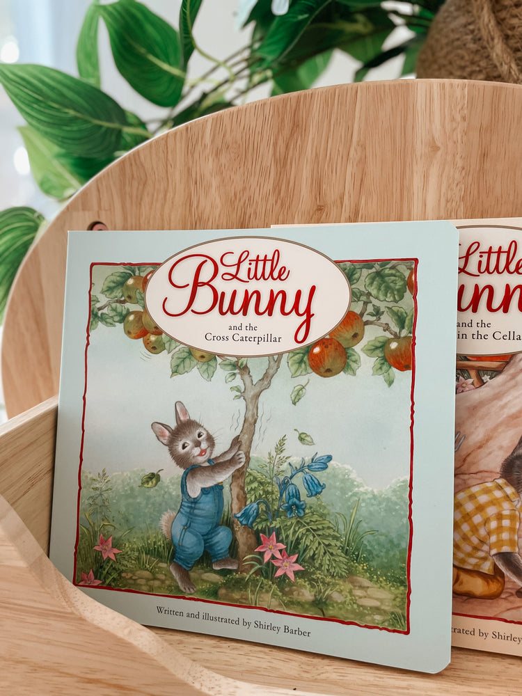 SHIRLEY BARBER | LITTLE BUNNY AND THE CROSS CATERPILLAR Board Book by SHIRLEY BARBER - The Playful Collective