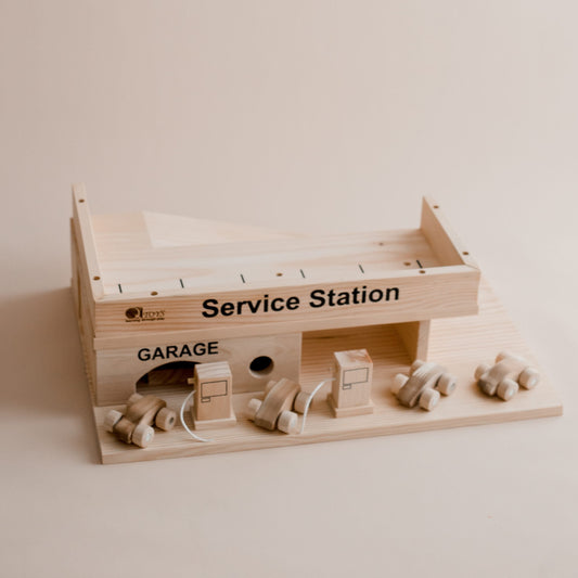 SOLID WOODEN SERVICE STATION by QTOYS - The Playful Collective