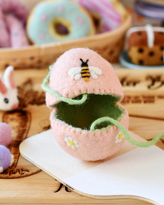 TARA TREASURES | FELT EGG COVER - PEACH WITH BEE MOTIF *PRE-ORDER* by TARA TREASURES - The Playful Collective