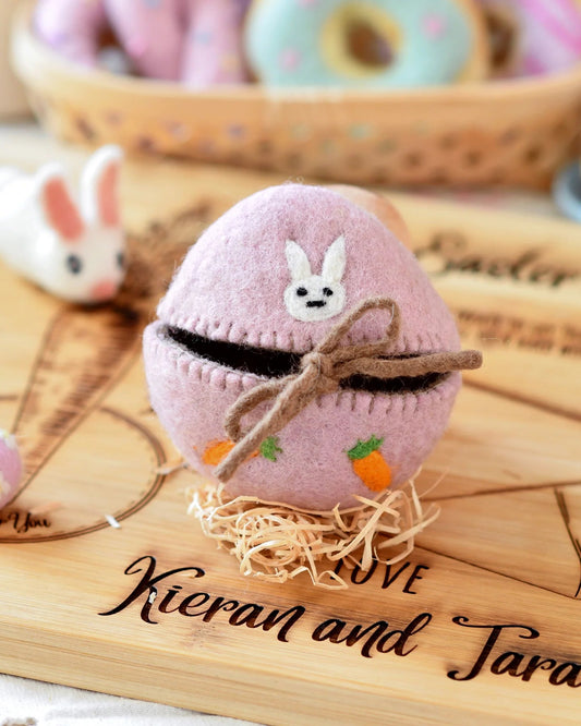 TARA TREASURES | FELT EGG COVER - PINK WITH BUNNY MOTIF *PRE-ORDER* by TARA TREASURES - The Playful Collective