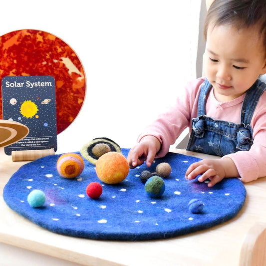 TARA TREASURES | SOLAR SYSTEM OUTER SPACE PLAY MAT PLAYSCAPE WITH FELT PLANETS by TARA TREASURES - The Playful Collective