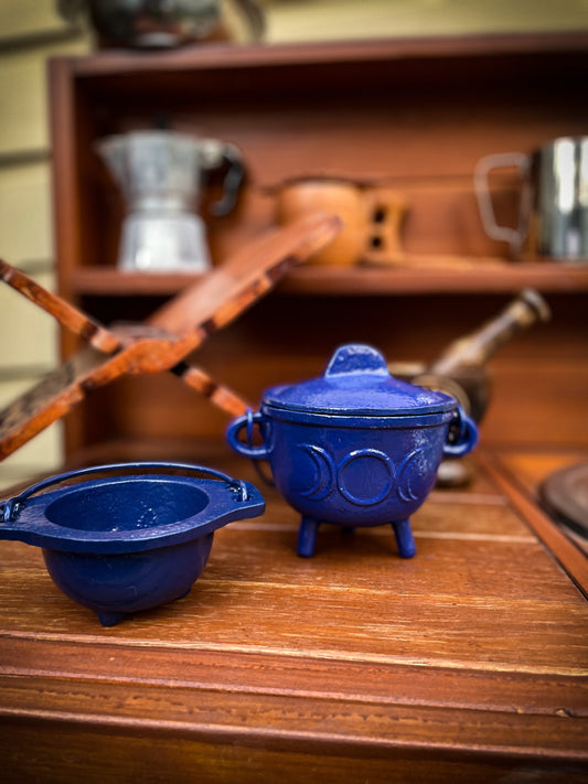THE PLAYFUL COLLECTIVE | TRIPLE MOON CAST IRON CAULDRON - BLUE by THE PLAYFUL COLLECTIVE - The Playful Collective
