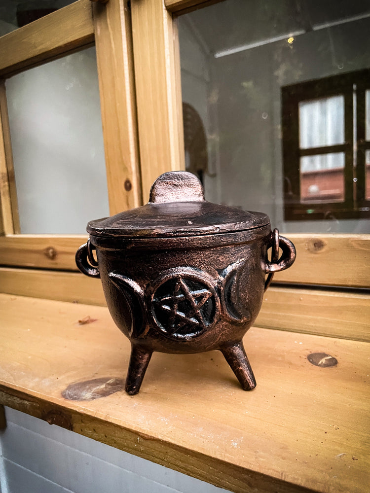 THE PLAYFUL COLLECTIVE | TRIPLE MOON PENTAGRAM CAST IRON CAULDRON - ANTIQUE by THE PLAYFUL COLLECTIVE - The Playful Collective