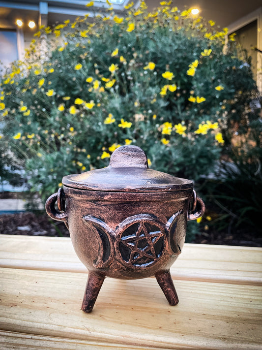 THE PLAYFUL COLLECTIVE | TRIPLE MOON PENTAGRAM CAST IRON CAULDRON - ANTIQUE by THE PLAYFUL COLLECTIVE - The Playful Collective