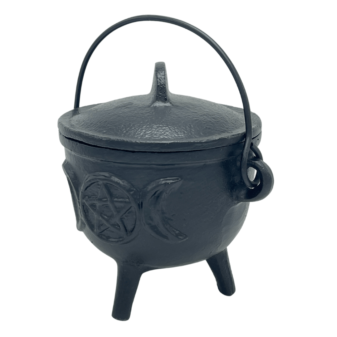 THE PLAYFUL COLLECTIVE | TRIPLE MOON PENTAGRAM CAST IRON CAULDRON - BLACK by THE PLAYFUL COLLECTIVE - The Playful Collective