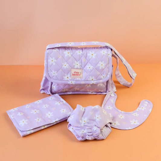 TINY HARLOW | CONVERTIBLE DOLL'S NAPPY BAG SET - LILAC DAISY by TINY HARLOW - The Playful Collective
