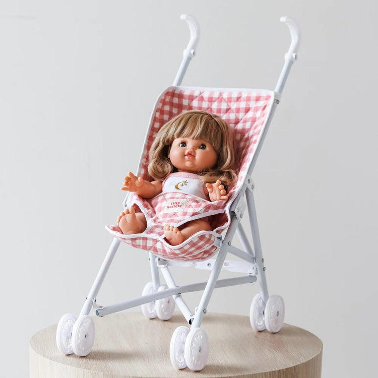 TINY HARLOW | FOLDING DOLL'S STROLLER 2.0 - PINK GINGHAM by TINY HARLOW - The Playful Collective