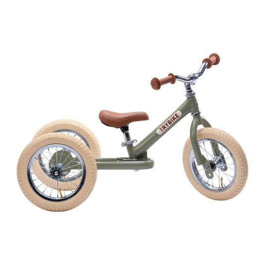 TRYBIKE STEEL 2-IN-1 TRICYCLE & BALANCE BIKE - VINTAGE GREEN by TRYBIKE - The Playful Collective