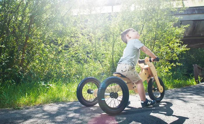 TRYBIKE | WOODEN 4-IN-1 TRICYCLE & BALANCE BIKE - PINK TRIM by TRYBIKE - The Playful Collective