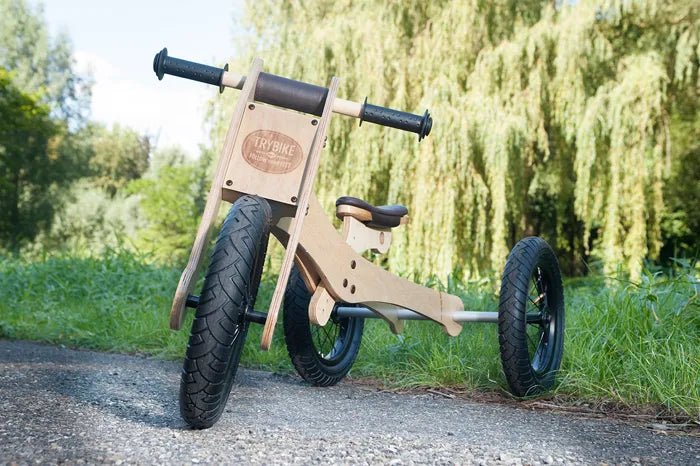 TRYBIKE | WOODEN 4-IN-1 TRICYCLE & BALANCE BIKE - PINK TRIM by TRYBIKE - The Playful Collective