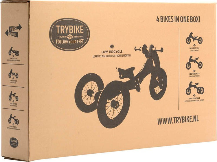 TRYBIKE | WOODEN 4-IN-1 TRICYCLE & BALANCE BIKE - PINK TRIM by TRYBIKE - The Playful Collective