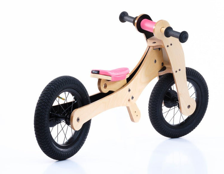 TRYBIKE | WOODEN 4-IN-1 TRICYCLE & BALANCE BIKE - PINK TRIM by TRYBIKE - The Playful Collective