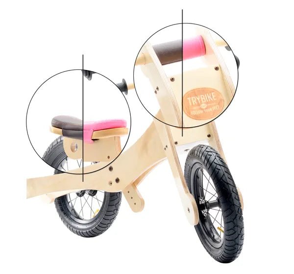 TRYBIKE | WOODEN 4-IN-1 TRICYCLE & BALANCE BIKE - PINK TRIM by TRYBIKE - The Playful Collective