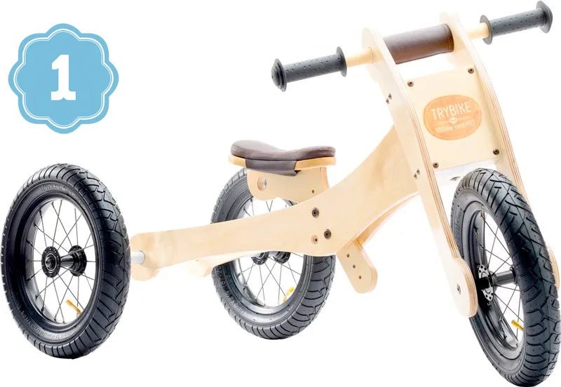 TRYBIKE | WOODEN 4-IN-1 TRICYCLE & BALANCE BIKE - PINK TRIM by TRYBIKE - The Playful Collective