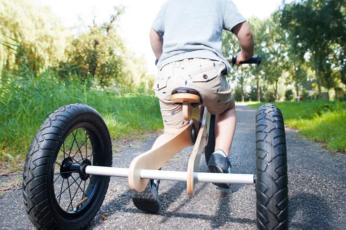 TRYBIKE | WOODEN 4-IN-1 TRICYCLE & BALANCE BIKE - PINK TRIM by TRYBIKE - The Playful Collective