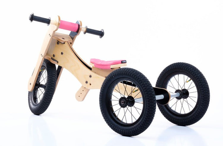 TRYBIKE | WOODEN 4-IN-1 TRICYCLE & BALANCE BIKE - PINK TRIM by TRYBIKE - The Playful Collective