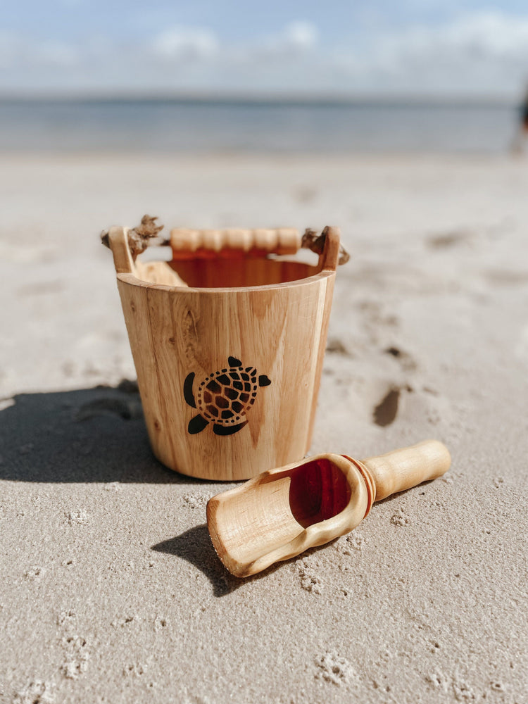 WOODEN BUCKET & SCOOP SET (TURTLE BURN STAMP EDITION) by EXPLORE NOOK - The Playful Collective