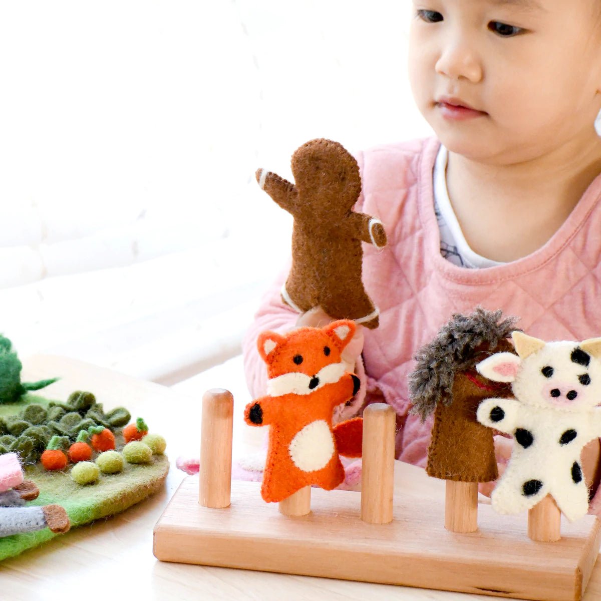 WOODEN FINGER PUPPET STAND (5 RODS) by TARA TREASURES - The Playful Collective
