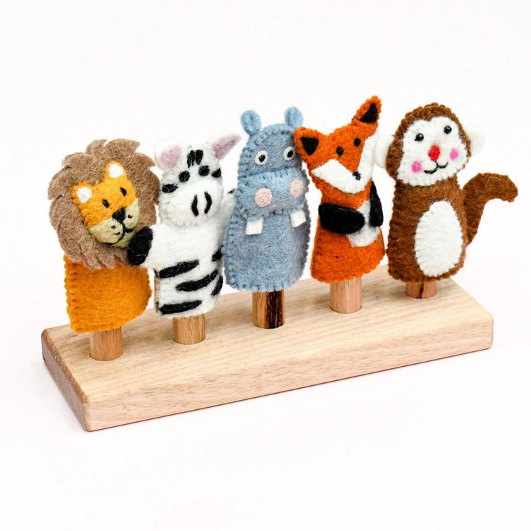 WOODEN FINGER PUPPET STAND (5 RODS) by TARA TREASURES - The Playful Collective