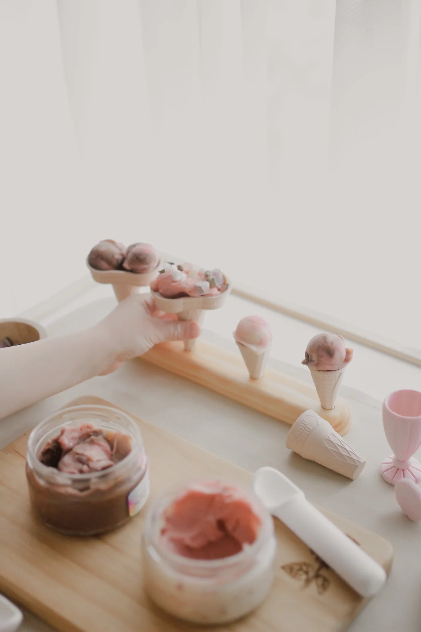 WOODEN ICE-CREAM CONE HOLDER - 4 HOLE by BEADIE BUG PLAY - The Playful Collective