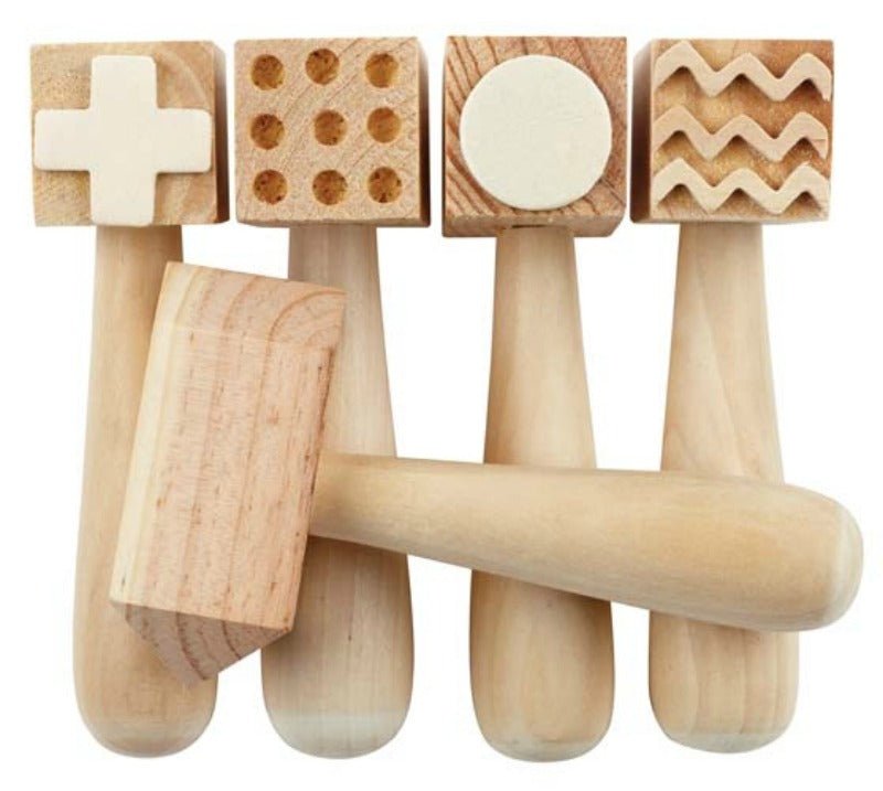 WOODEN PATTERN HAMMERS SET OF 5 by EDUCATIONAL COLOURS - The Playful Collective